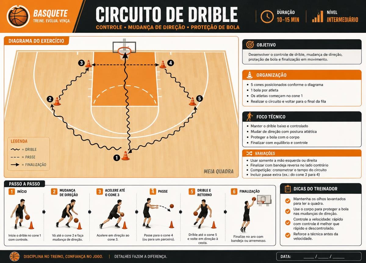 Infográfico de circuito de drible