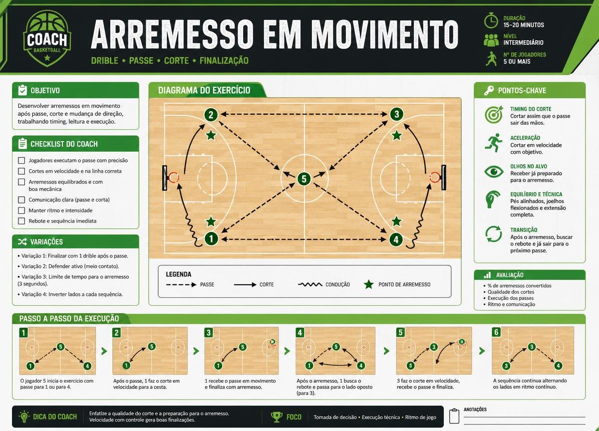 Infográfico de arremesso em movimento